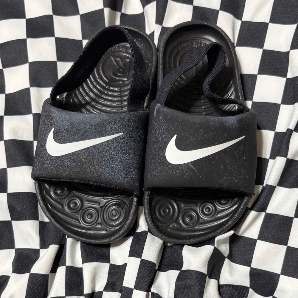 Nike Kids Black and White Slide Sandals